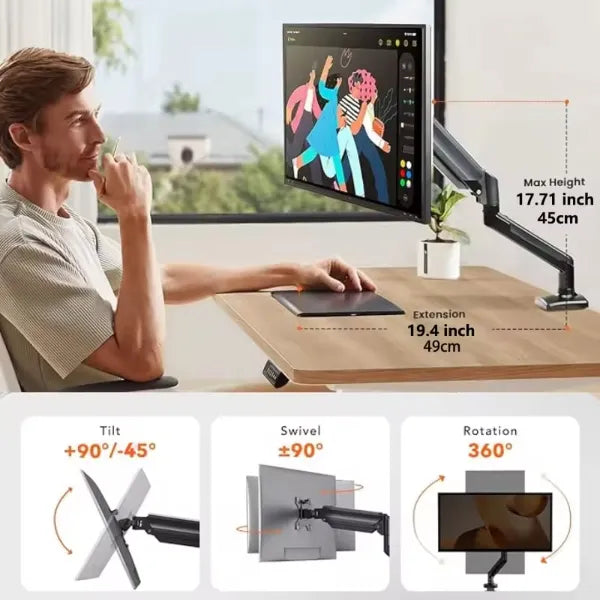 HemiArms Single Monitor Arms US01