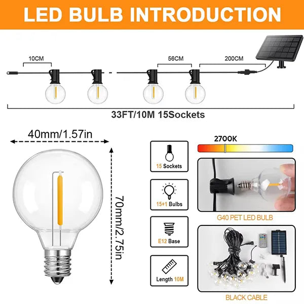 TiLights Outdoor Solar String Lights AU2