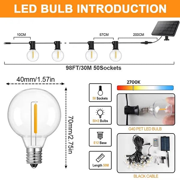 TiLights Outdoor Solar String Lights AU2